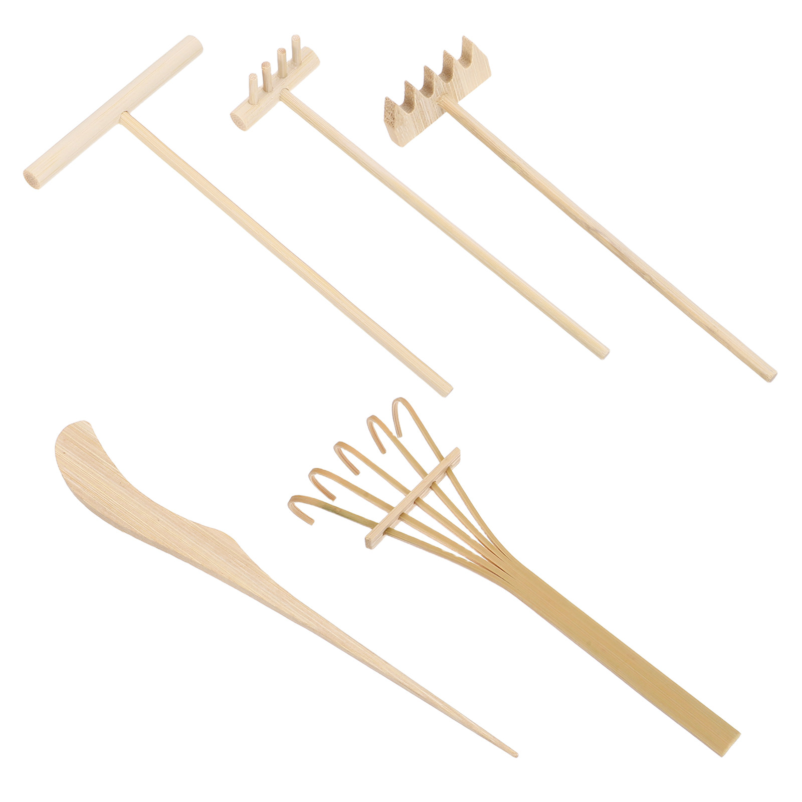 Gardening Tools Drawing For Kids - ชุดคราดสวนเซนไม้ไผ่ขนาดเล็ก 5 ชิ้น พร้อมปากกาวาดภาพทราย อุปกรณ์ตกแต่งสวนทรายแบบญี่ปุ่นสำหรับเด็ก ช่วยลดความเครียด
