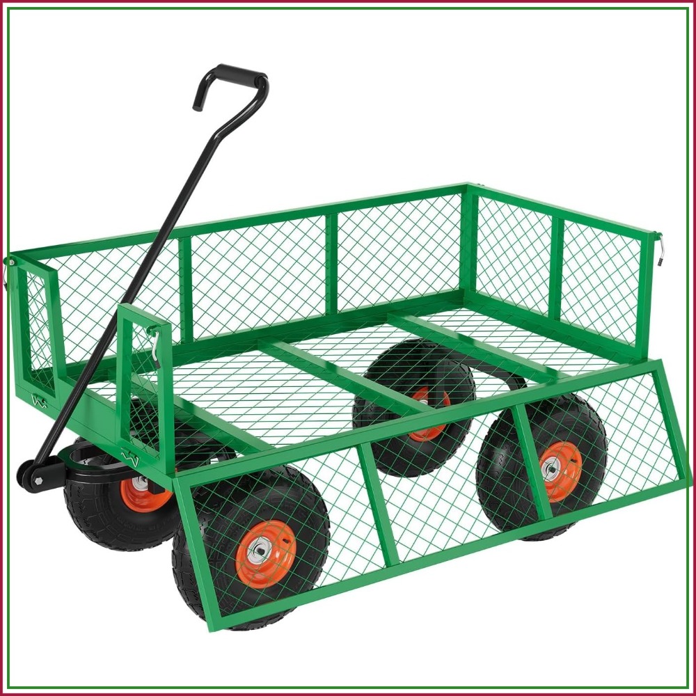 Gardening Tools Images - รถเข็นสวนเหล็กแข็งแรงพิเศษ รับน้ำหนักได้ 500 ปอนด์ รถเข็นแบบ 3-in-1
