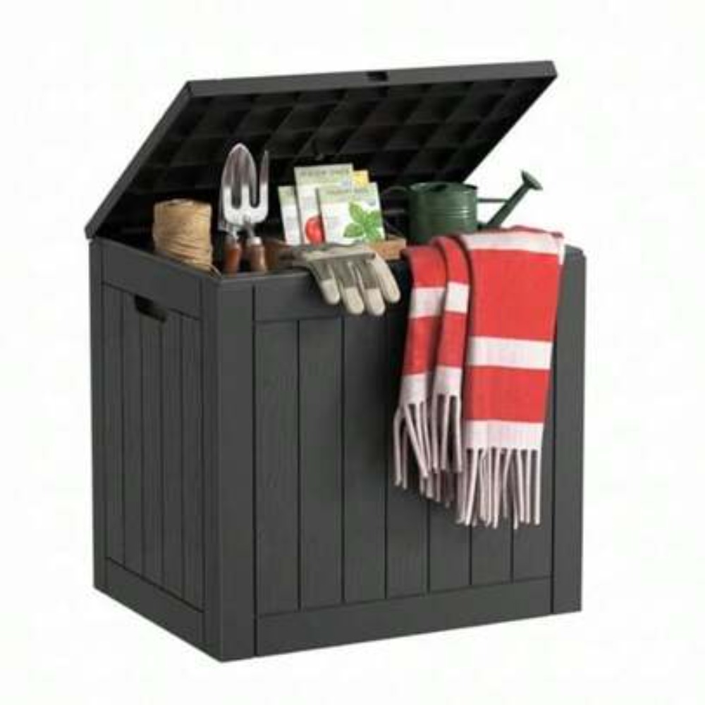 Gardening Tools Organizer - กล่องเก็บของกลางแจ้ง วัสดุเรซิน กันน้ำ กล่องเก็บของสำหรับลานบ้าน กล่องเก็บเบาะเฟอร์นิเจอร์ พร้อมระบบล็อก