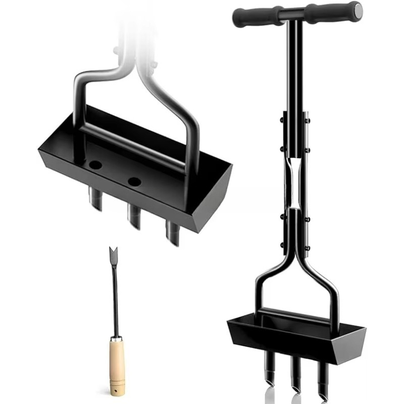Gardening Tools Storage - เครื่องเจาะสนามหญ้าแบบใช้มือ พร้อมถาดเก็บดิน สำหรับดูแลสวน