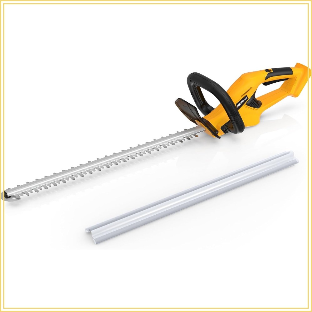 Gardening Tools Images - เครื่องตัดแต่งพุ่มไม้ไร้สาย 22 นิ้ว, เครื่องตัดแต่งพุ่มไม้ไฟฟ้าสำหรับสวน, ใช้พลังงานแบตเตอรี่, สีเหลือง