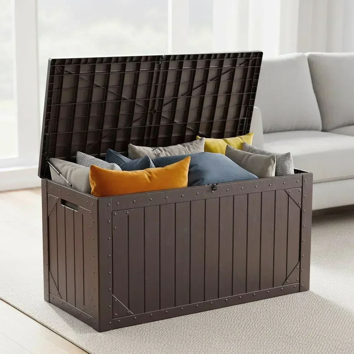 Gardening Tools Organizer - กล่องเก็บของกลางแจ้งขนาดใหญ่กันน้ำ ทำจากเรซิน สำหรับจัดเก็บอุปกรณ์ทำสวน