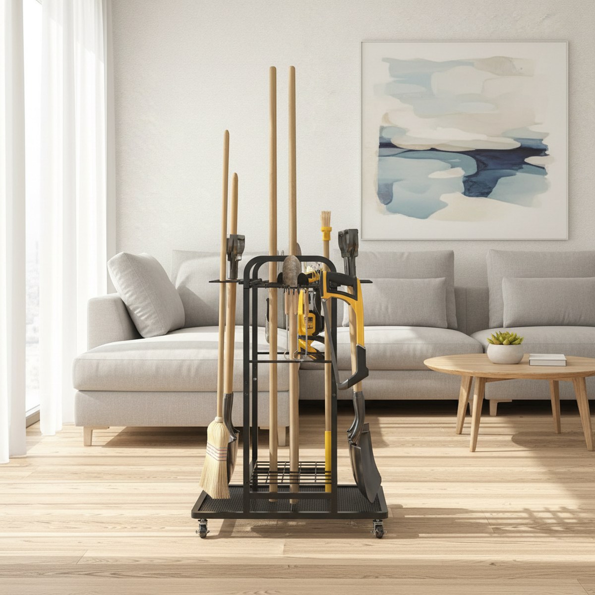 Gardening Tools Organizer - รถเข็นเครื่องมือทำสวนแบบแข็งแรง 3 ชั้น พร้อมล้อ สำหรับจัดเก็บเครื่องมือในโรงรถและลานบ้าน