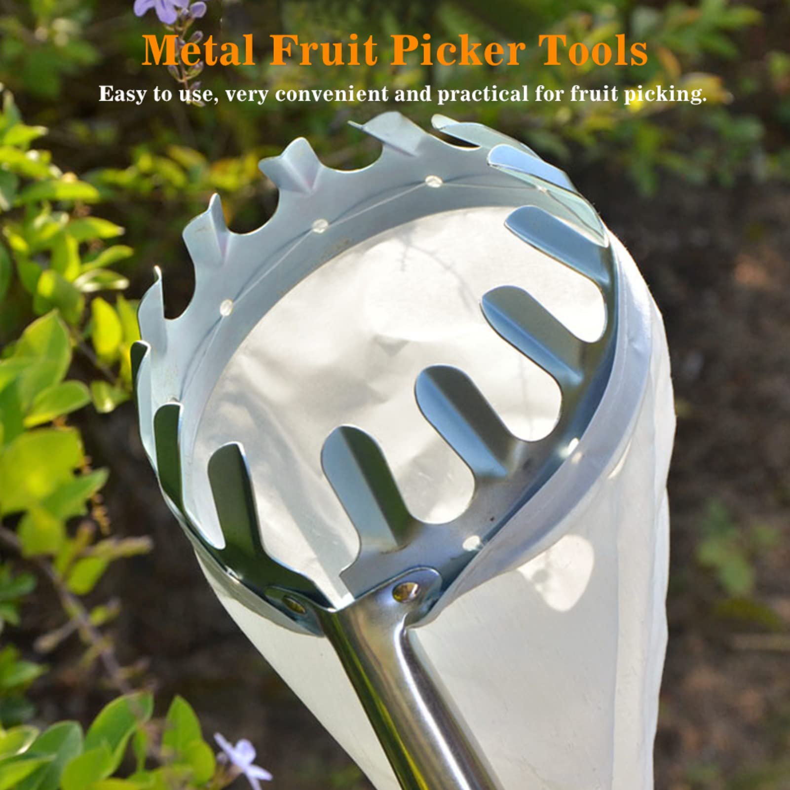 Gardening Tools Basket - เครื่องมือเก็บผลไม้ 1 ชิ้น, เครื่องมือเก็บเชอร์รี่โลหะ, หัวตะกร้าเก็บผลไม้, อุปกรณ์ต่อพ่วงสำหรับเครื่องเก็บเกี่ยวผลไม้