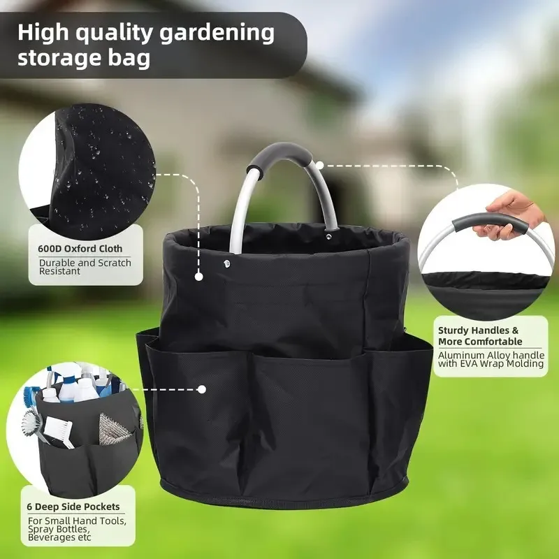 Gardening Tools Basket - สำหรับตะกร้าปิกนิกพับได้แบบพกพา ที่เก็บเครื่องมือทำสวน กระเป๋าใส่ของอเนกประสงค์สำหรับเดินทางกลางแจ้ง แคมป์ปิ้ง ชายหาด และช้อปปิ้ง