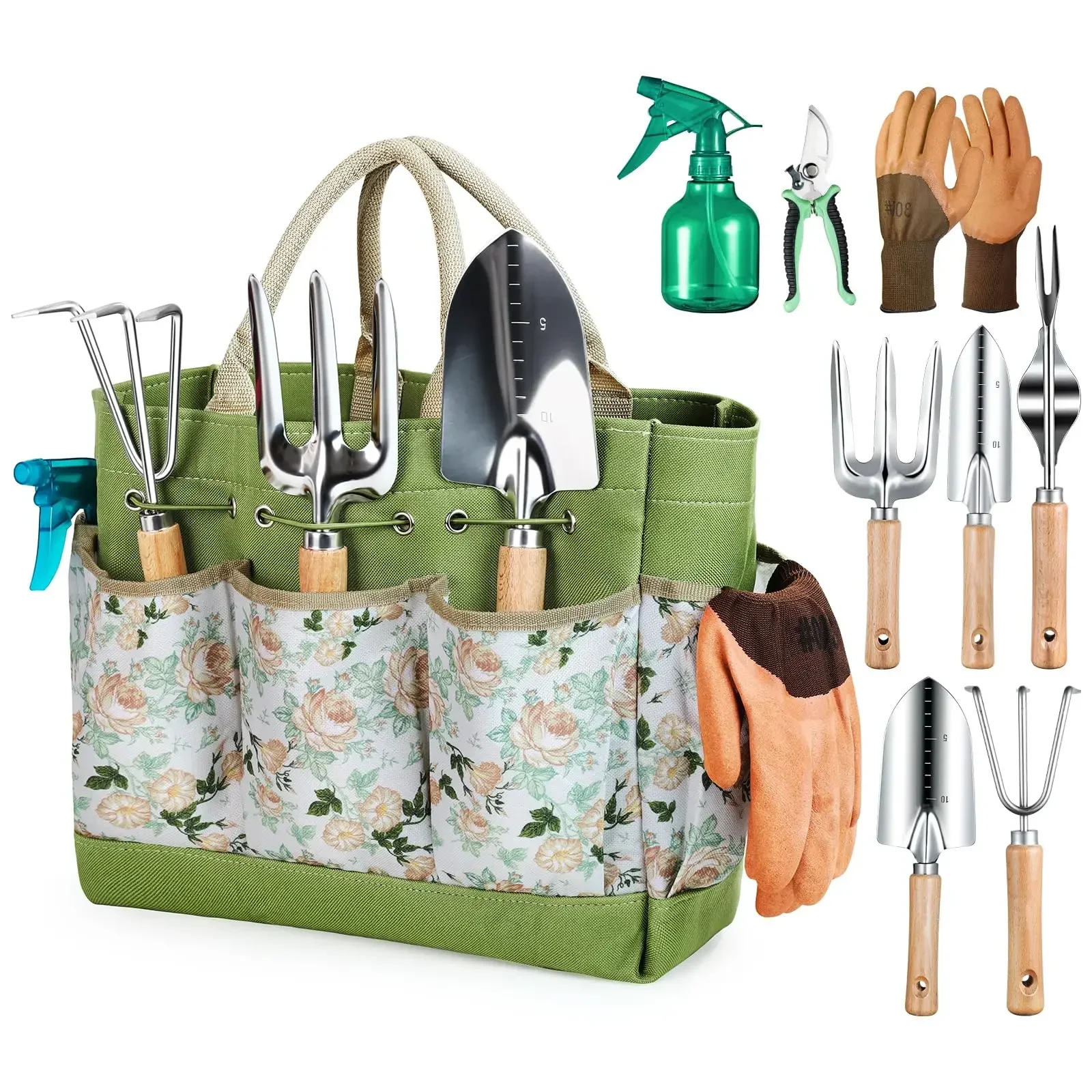 เครื่องมือทําสวน 9 ชิ้น Heavy  - Gardening Tools Gloves บทวิจารณ์และราคา