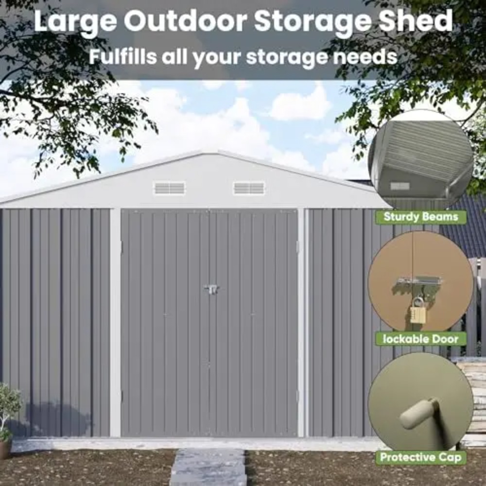 โรงเก็บของโลหะขนาด 10x10 ฟุต ส - Gardening Tools Storage บทวิจารณ์และราคา