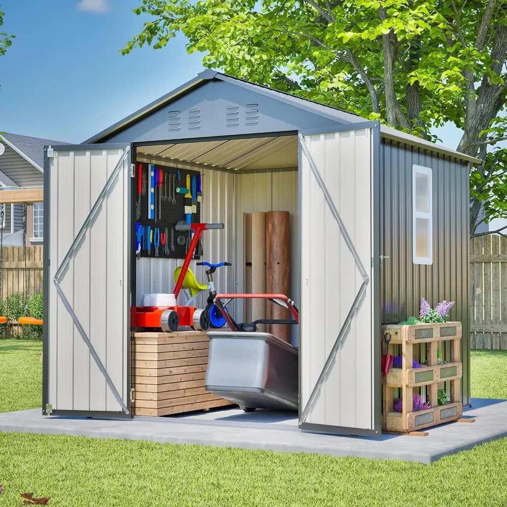 โรงเก็บของกลางแจ้งเหล็กชุบสังก - Gardening Tools Storage บทวิจารณ์และราคา